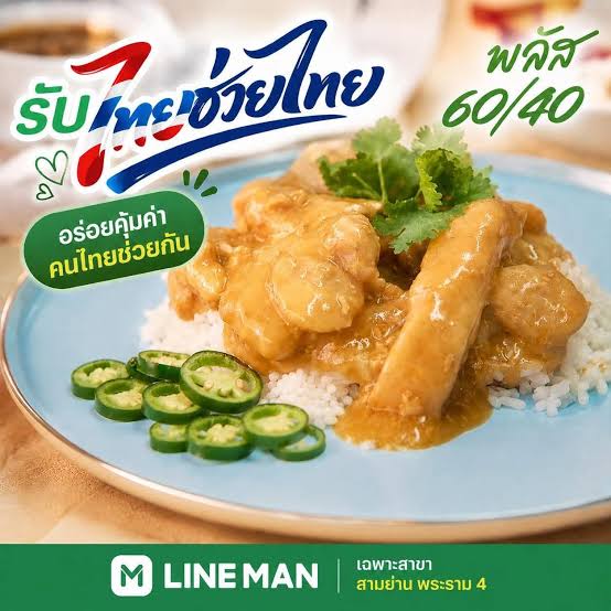 รับไทยช่วยไทยพลัส 60/40 ผ่าน LINE MAN